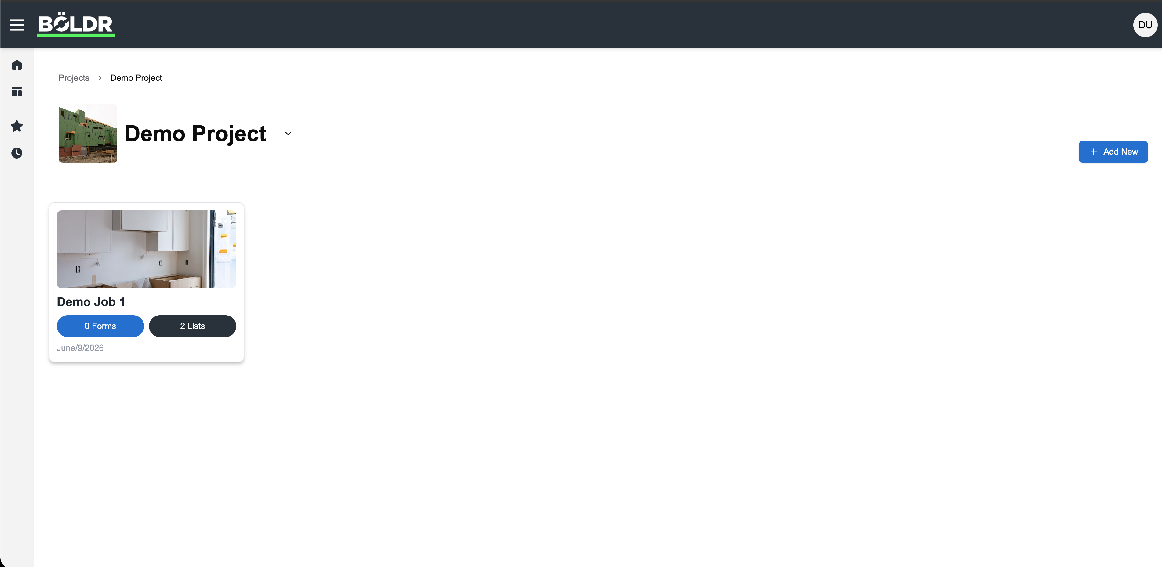 Projects Page On BOLDR Pro Web Portal